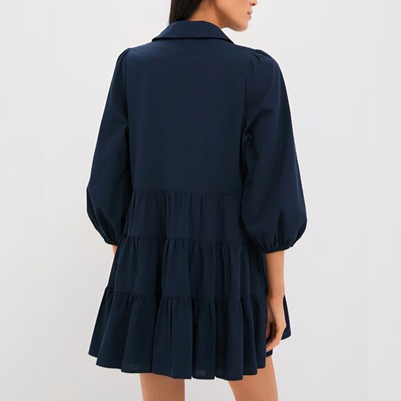 New Pomander Place - S - Tuckernuck Women's Mabel Mini Dress Navy - Picture 3 of 8